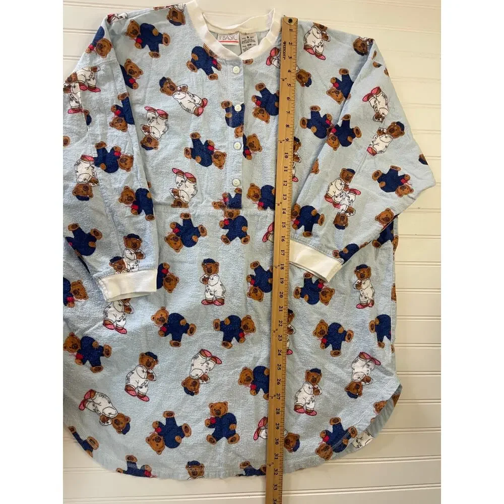 Vintage Simply Basic Teddy Bear Night Gown Dress Nightie Granny Core Women Small